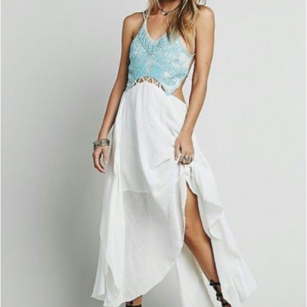 Free People Turquoise Beaded Midi Dress